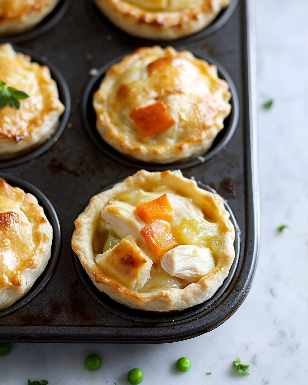 Flaky Muffin Tin Chicken Pot Pies with Creamy Filling Recipe