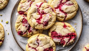 White Chocolate Raspberry Swirled Pistachio Cookies Recipe
