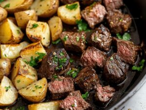 Garlic Butter Steak Bites and Potatoes Recipe