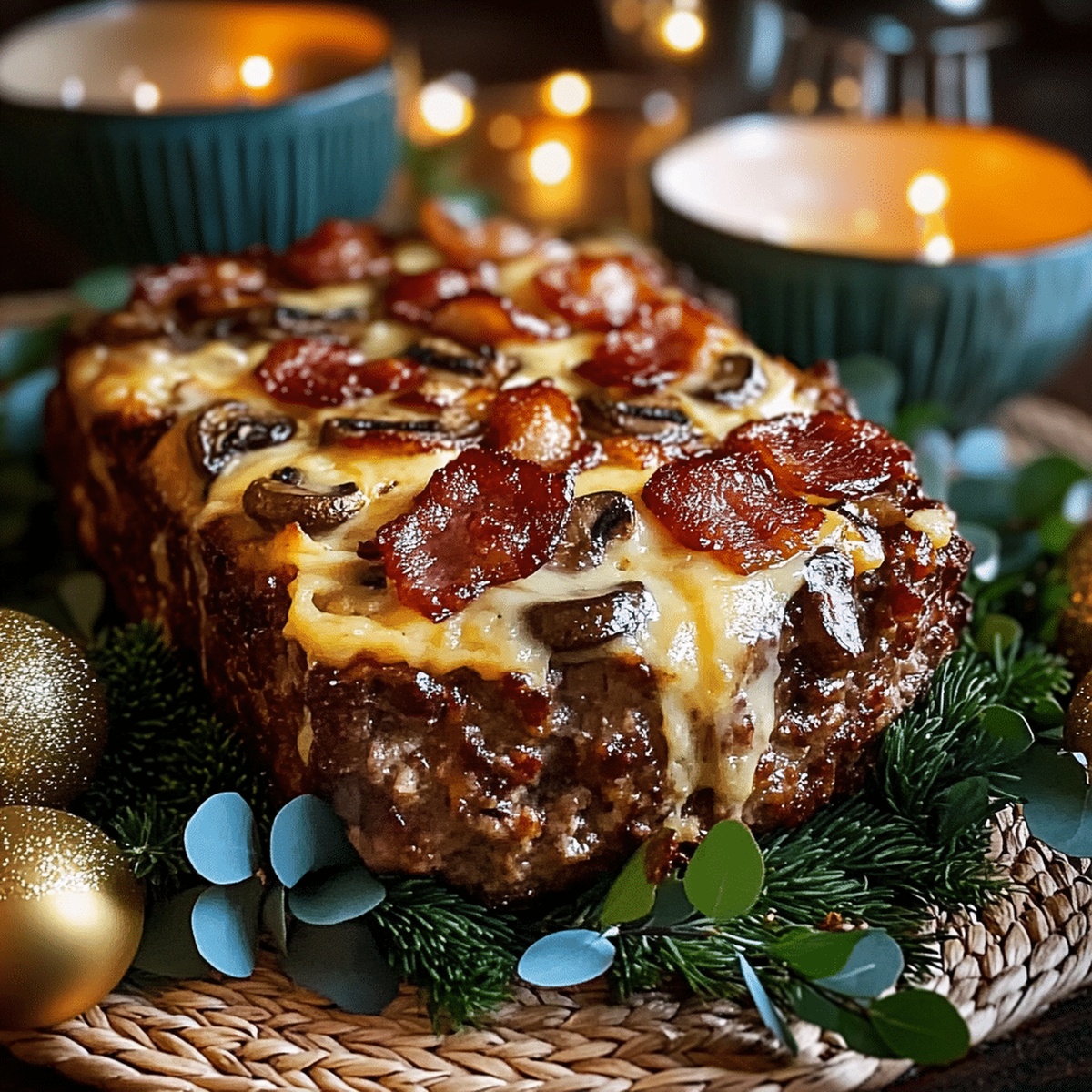 Bacon Mushroom Swiss Cheese Meatloaf Recipe