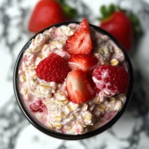 Strawberries and Cream Overnight Oats Recipe