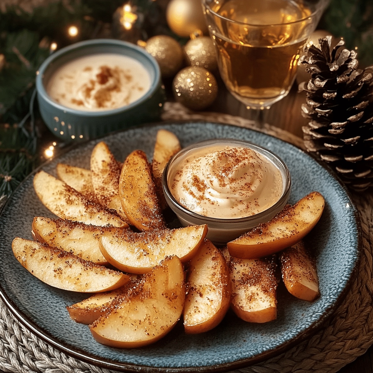 Air Fried Apple Wedges With Caramel Whipped Cream Dipping Sauce Recipe
