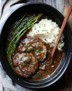 Salisbury Steak with Gravy in the Crockpot Recipe