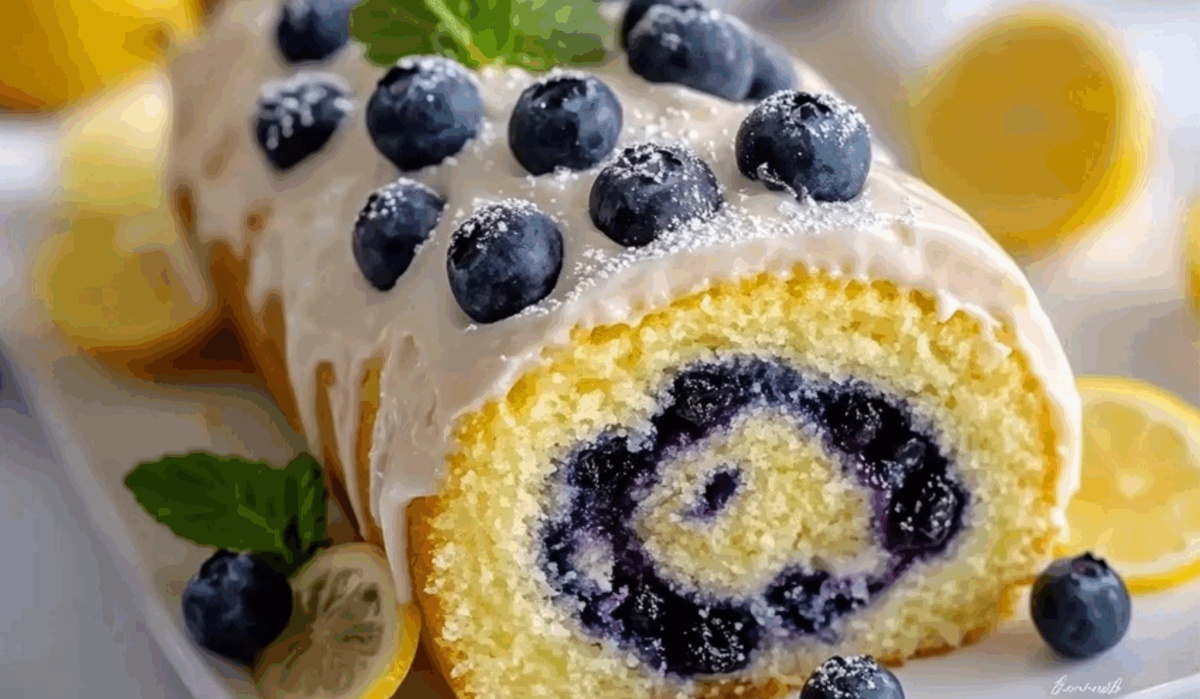 Lemon Blueberry Sponge Cake Roll Recipe