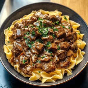 Beef Stroganoff over Egg Noodles Recipe