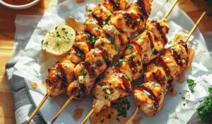 Grilled Asian Chicken Skewers With Honey Garlic Sauce Recipe