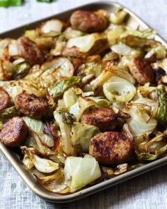 Sheet Pan Chicken Sausage and Roasted Cabbage Recipe