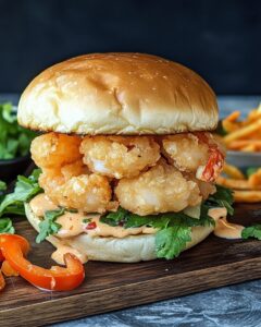 Crispy Shrimp Tempura Burger with Creamy Wasabi Sauce Recipe