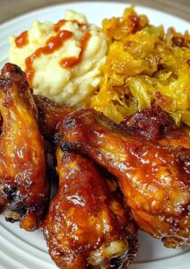 Wings, Loaded Mashed Potatoes & Fried Cabbage Recipe