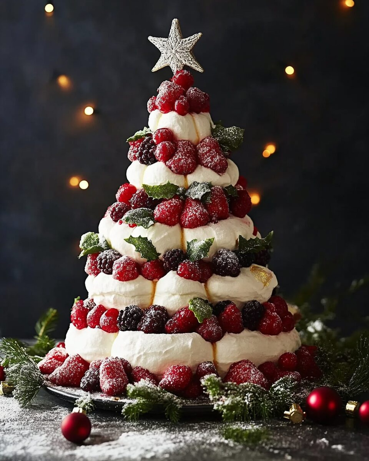 Pavlova Christmas Tree Dessert Recipe
