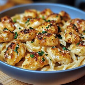 Garlic Butter Chicken Bites with Parmesan Pasta Recipe