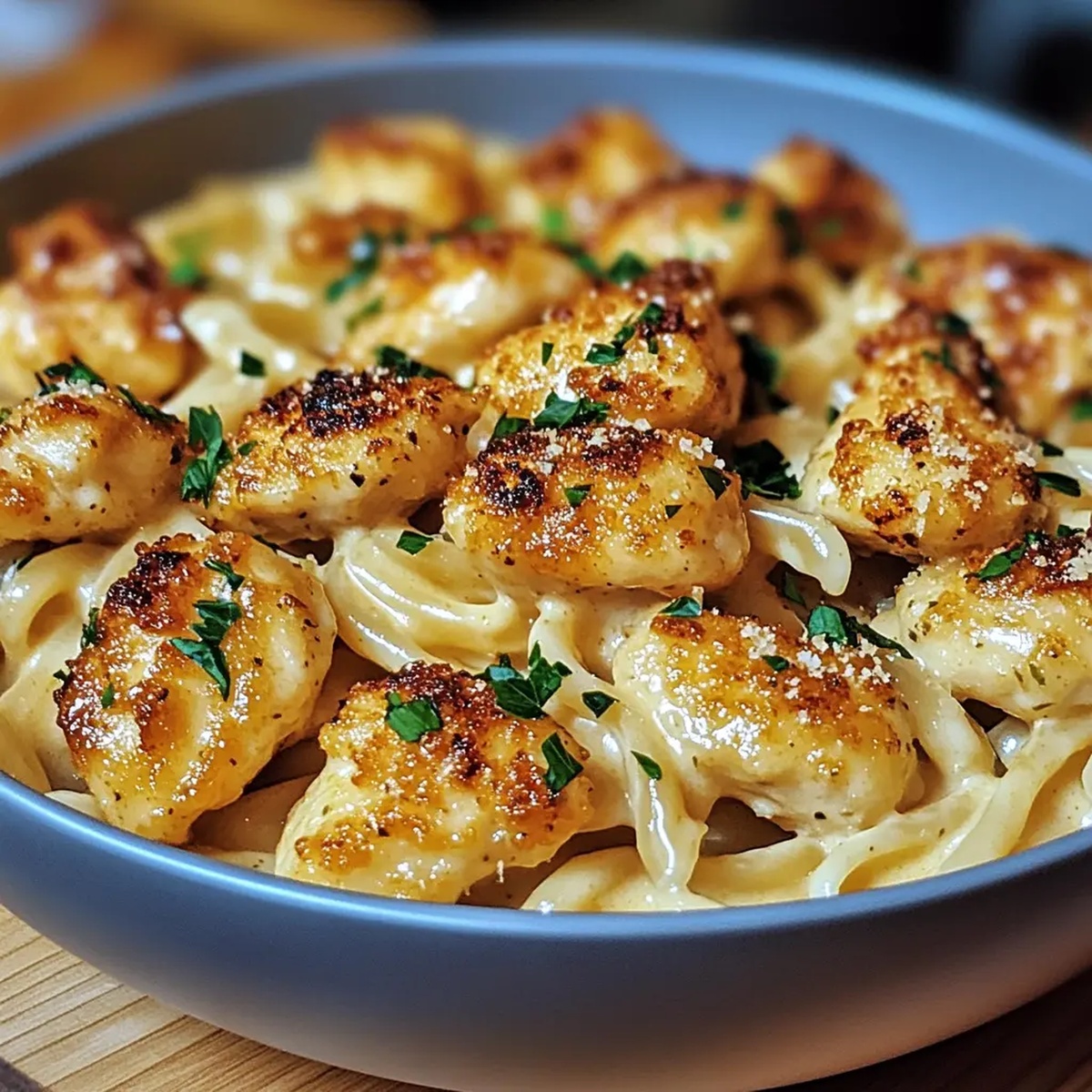 Garlic Butter Chicken Bites with Parmesan Pasta Recipe
