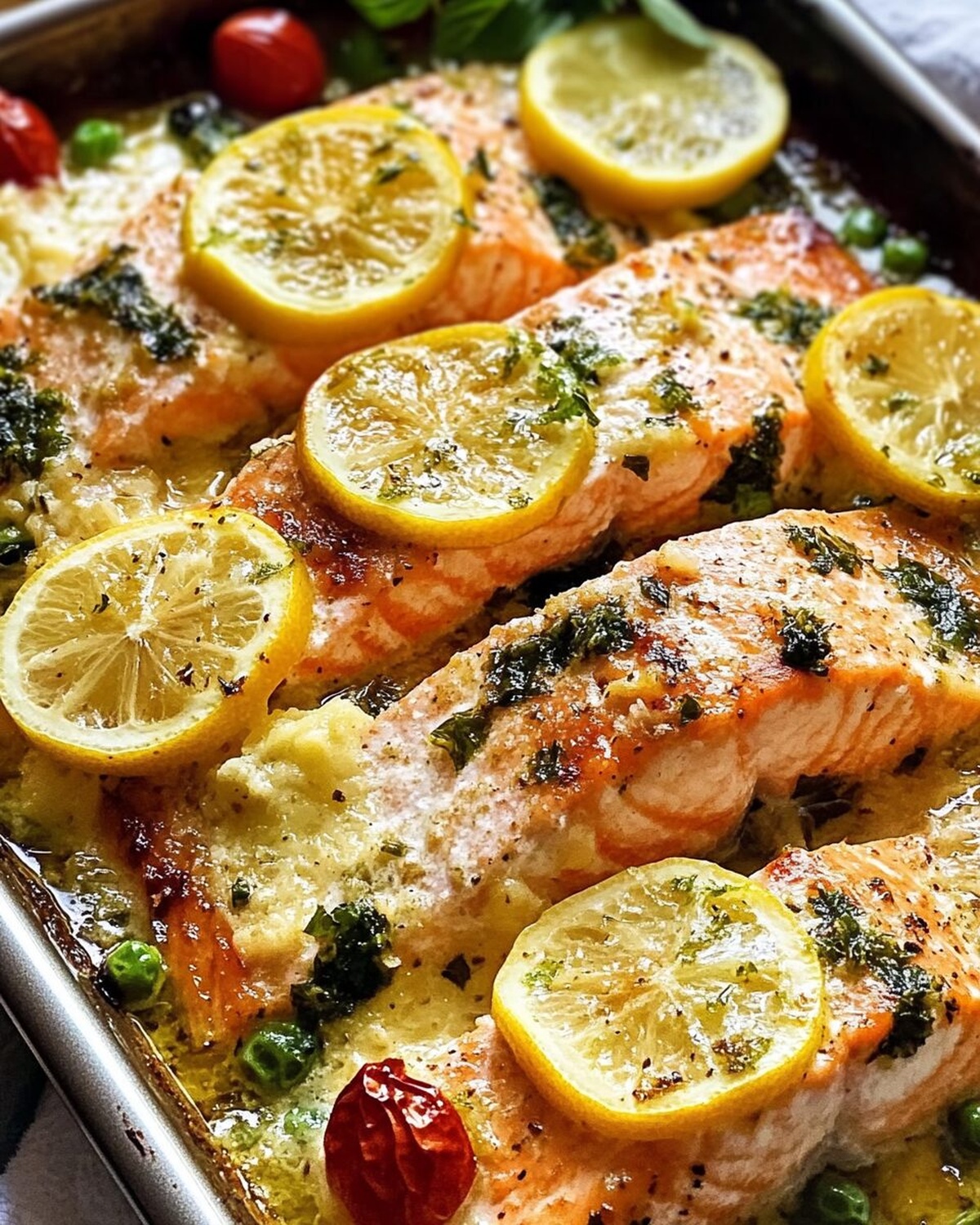 Lemon Garlic Salmon Tray Bake Recipe