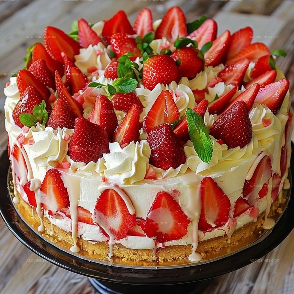 Strawberries And Cream Cheesecake Cake Recipe