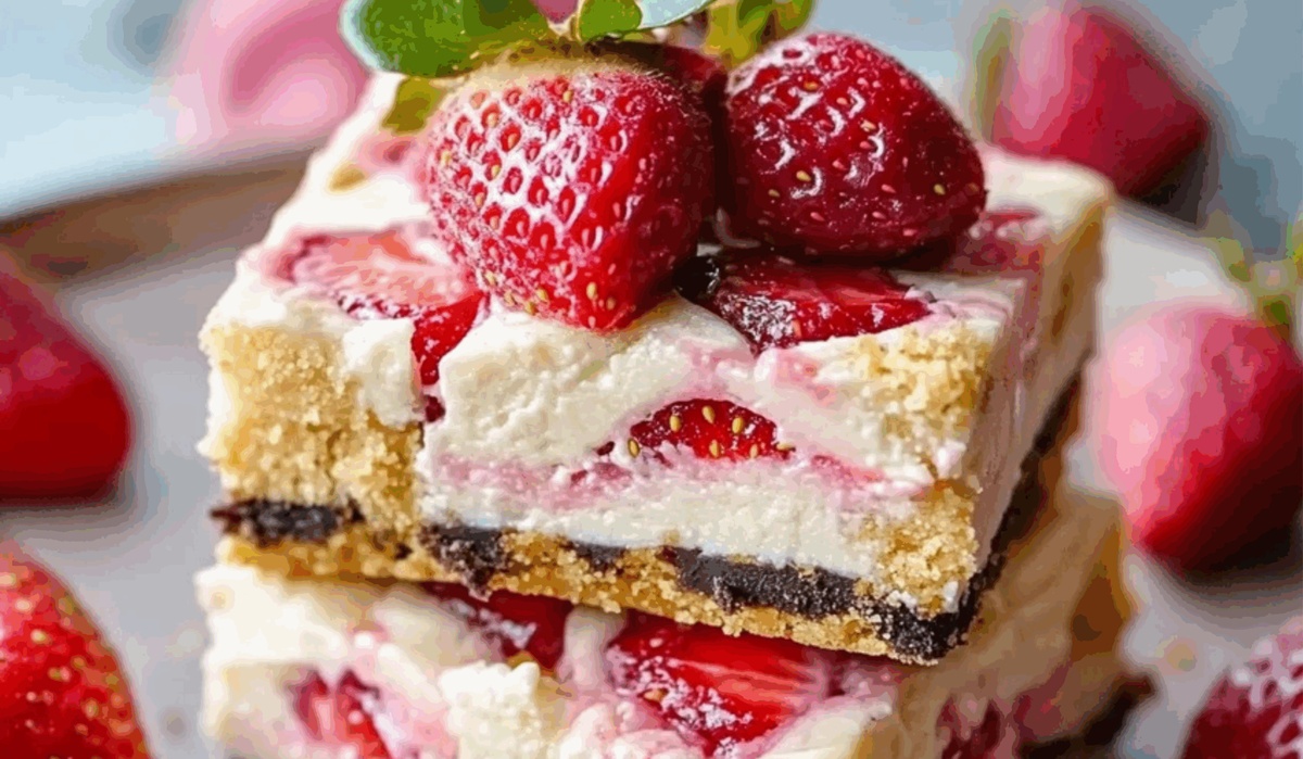 Golden Oreo Strawberry Cheesecake Bars Recipe