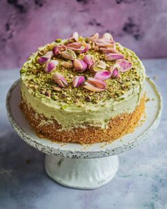 Decadent Chocolate Cake with Pistachio Buttercream & Crunchy Kunafa Recipe