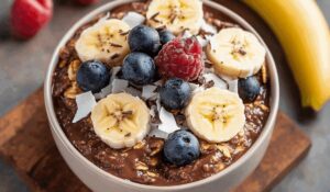Vegan Chocolate Coconut Oatmeal With Caramelized Banana Recipe