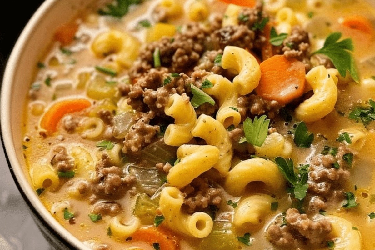 One-Pot Macaroni Cheeseburger Soup Recipe