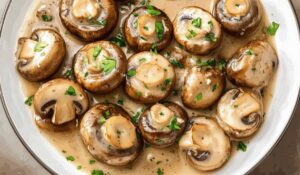 Creamy Garlic Parmesan Sauteed Mushrooms Recipe