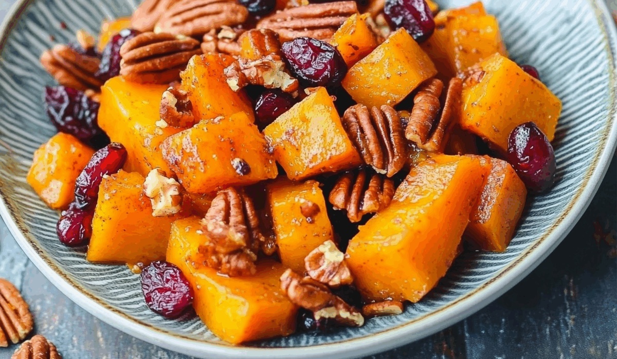 Roasted Butternut Squash with Cranberries and Pecans Recipe
