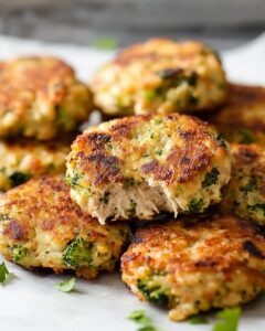 Baked Cheesy Broccoli Chicken Patties Recipe