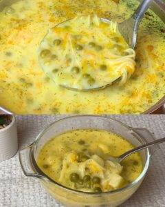 Pea and Cheese Noodle Soup Recipe