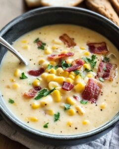 Creamy Corn Chowder with Crispy Bacon Recipe