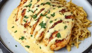 Custard Mexican Chicken with Cheese Sauce Recipe