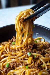 Mongolian Ground Beef Noodles Recipe