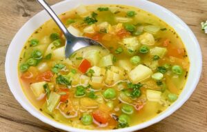 Hearty Vegetable Soup with Parmesan Croutons Recipe