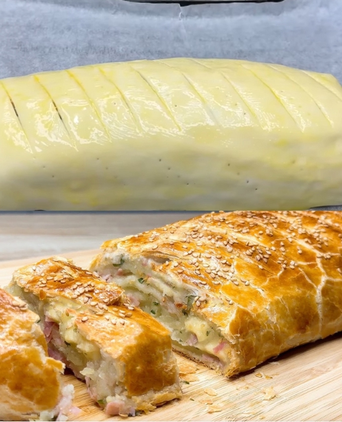 Potato, Ham & Cheese Puff Pastry Roll Recipe