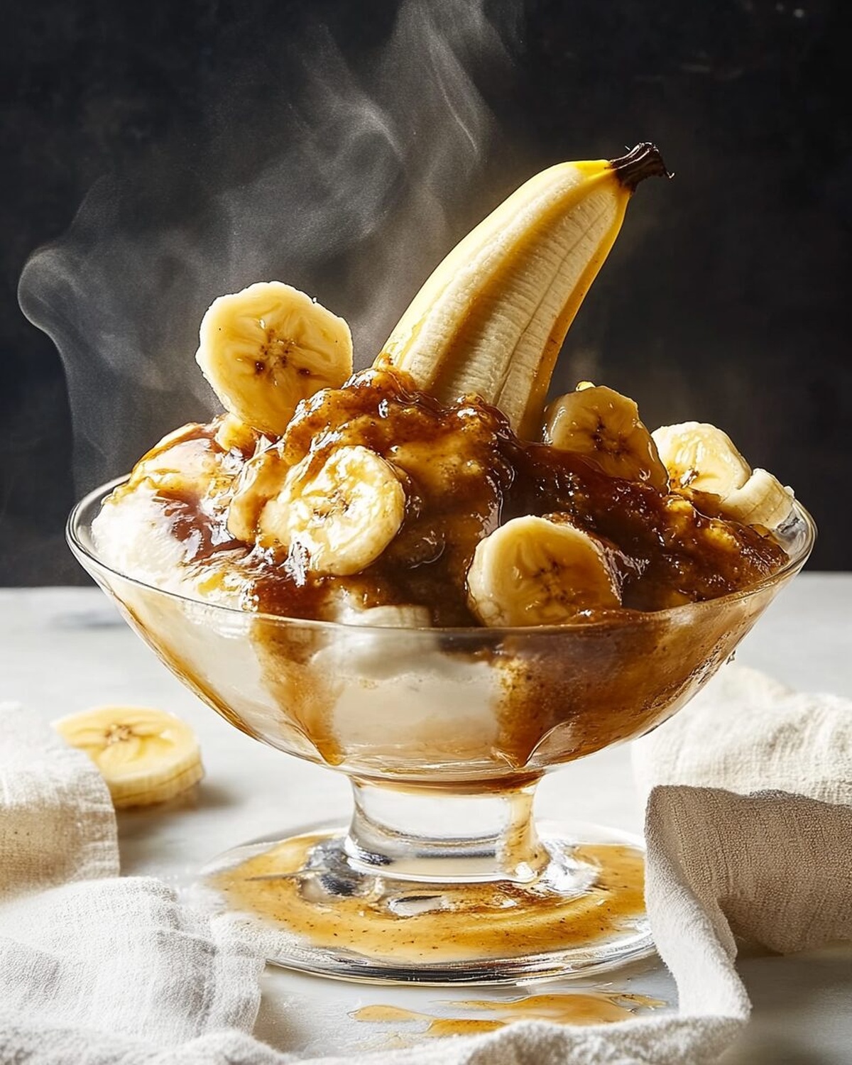 Caramelized Bananas with Rum Sauce and Vanilla Ice Cream Recipe