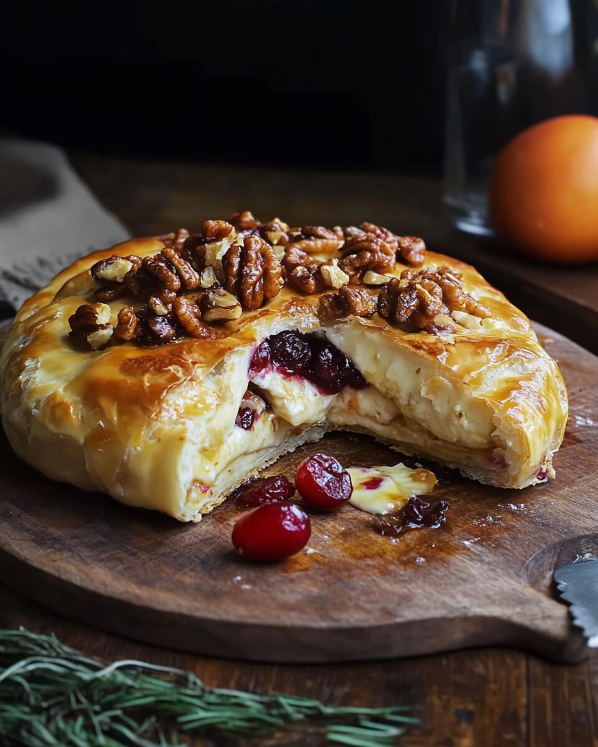 Baked Brie with Cranberries and Walnuts Recipe