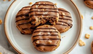 Peanut Butter Cookies with Salted Caramel Drizzle Recipe