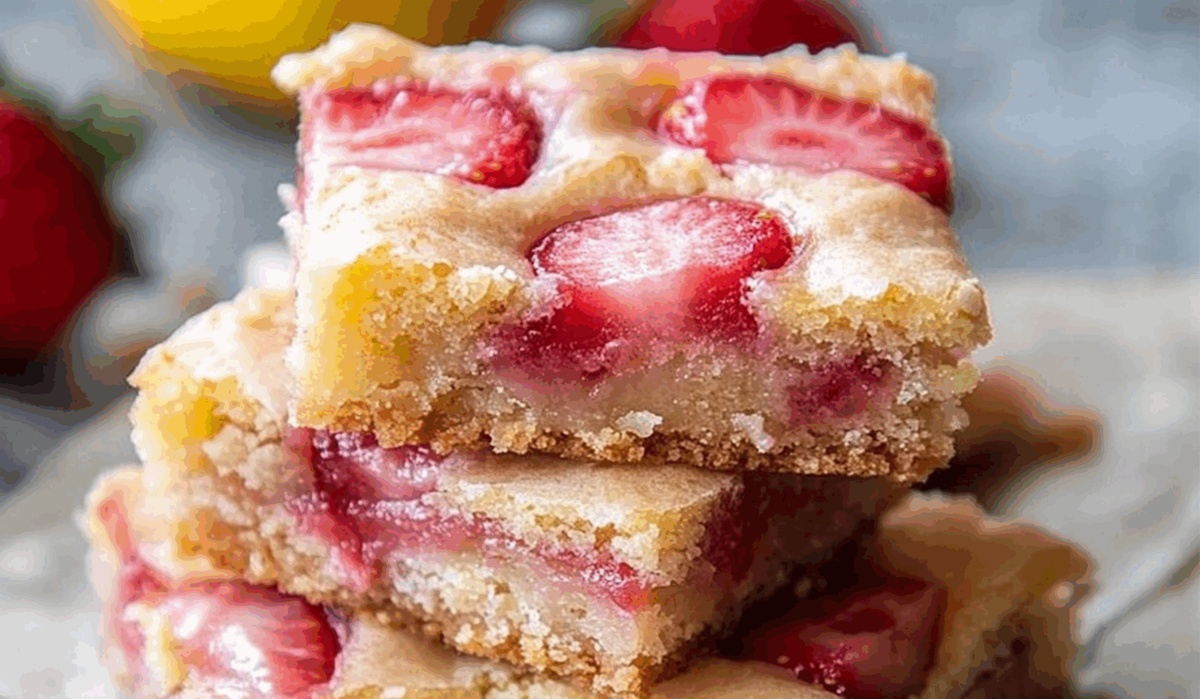 Strawberry Lemon Blondies Recipe