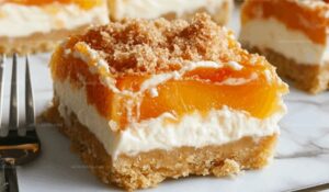 No Bake Peach Cheesecake Bars Recipe