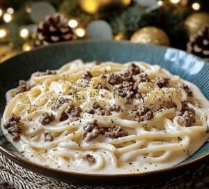 Creamy Ground Beef Alfredo Pasta Recipe