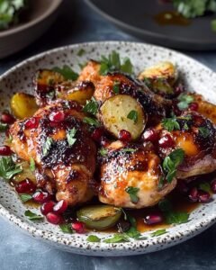 Roasted Red Pepper Herb Chicken with Pomegranate Molasses Recipe