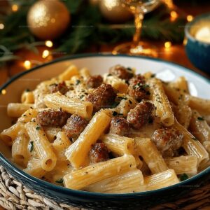 Garlic Sausage Alfredo Rigatoni Recipe