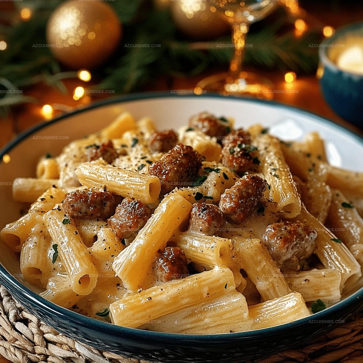 Garlic Sausage Alfredo Rigatoni Recipe