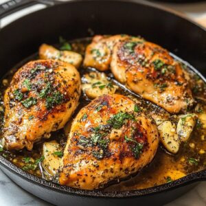 Cast Iron Chicken Breasts with Garlic Herb Butter Recipe