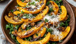 Harvest Roasted Squash and Kale Salad with Creamy Peppercorn Dressing Recipe