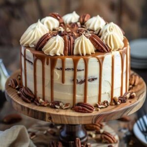 Banana Pecan Caramel Layer Cake Recipe
