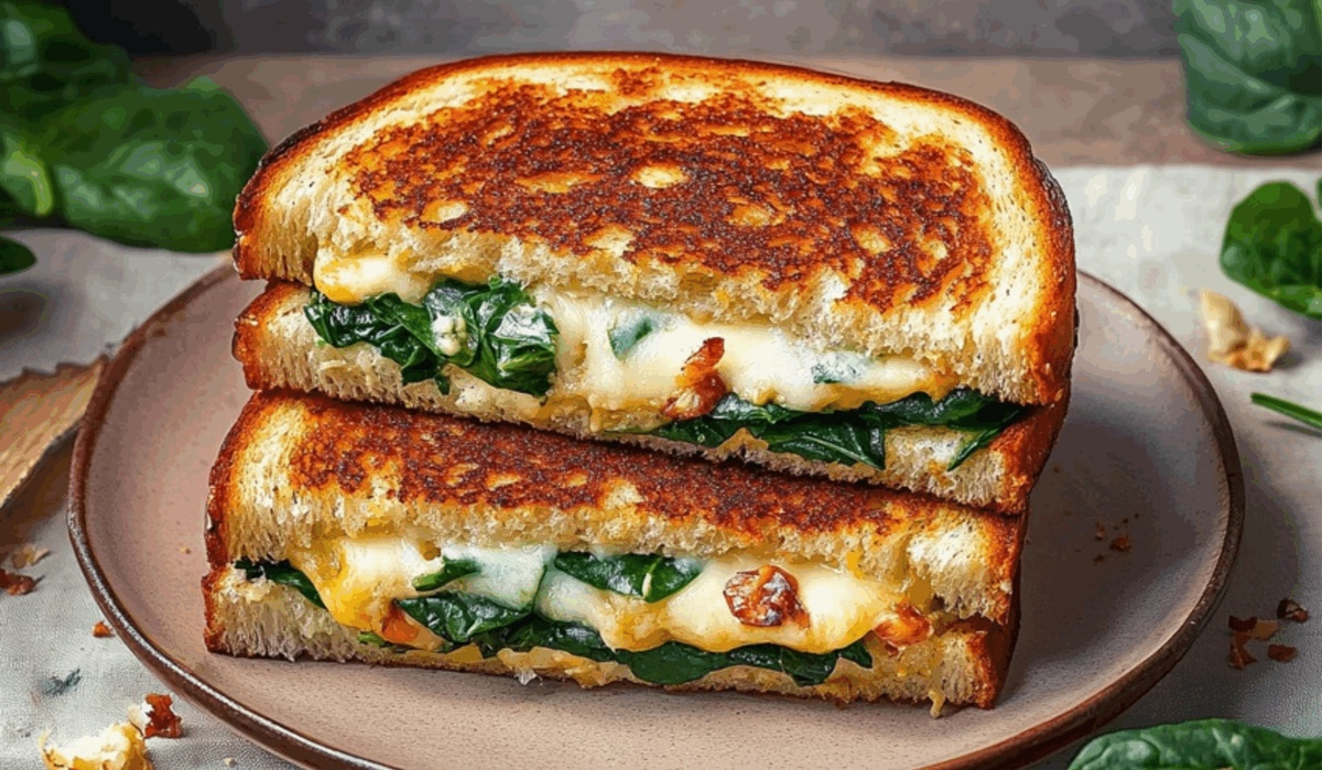 Leafy Feta Grilled Cheese Sandwich with Spinach Recipe