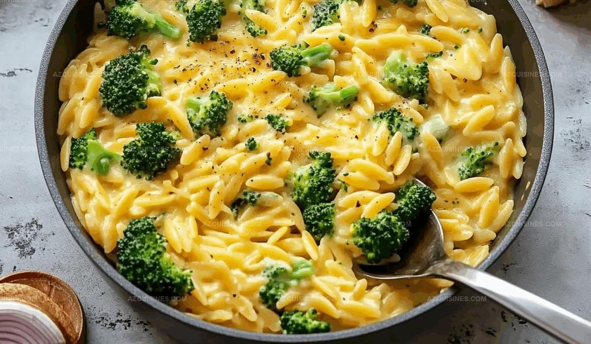 One-Pot Broccoli Cheese Orzo Recipe