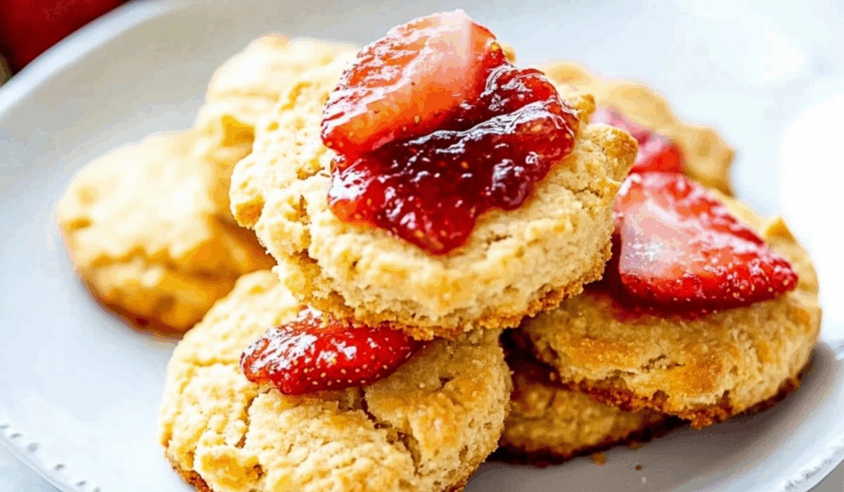 Coconut Oil Biscuits with Strawberry Preserves Recipe