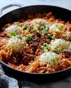 Crispy Skillet Rice with Gochujang, Ground Beef, and Kimchi Recipe