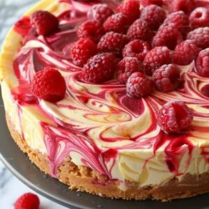 Luscious Lemon Raspberry Swirl Cheesecake Recipe