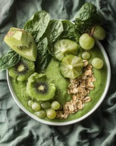 Lush Tropical Green Smoothie Bowl with Fresh Fruit Toppings Recipe