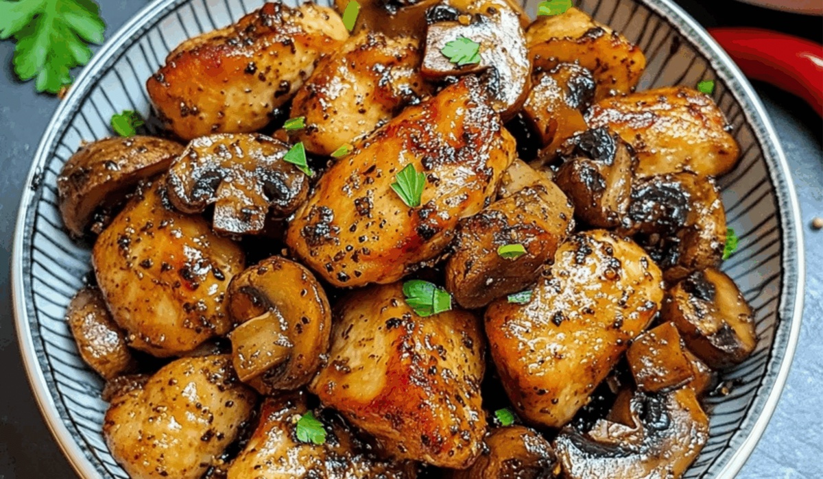 Spiced Black Pepper Chicken With Mushrooms Recipe